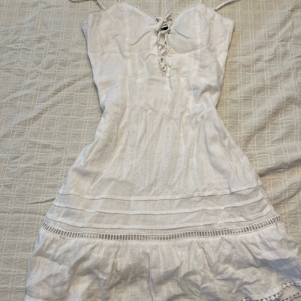 Forever 21 Ivory Lace-Up Dress